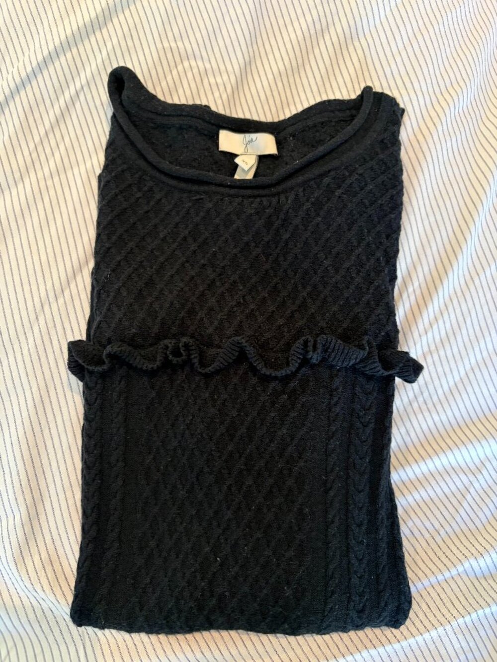 Joie Black Sweater with ruffle placket
